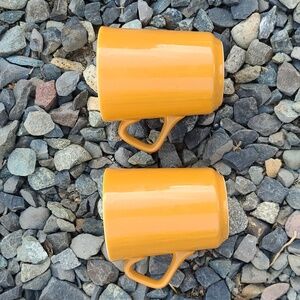 Vintage 1950's Homer Laughlin Marigold /Orange Pumpkin China Coffee Mugs